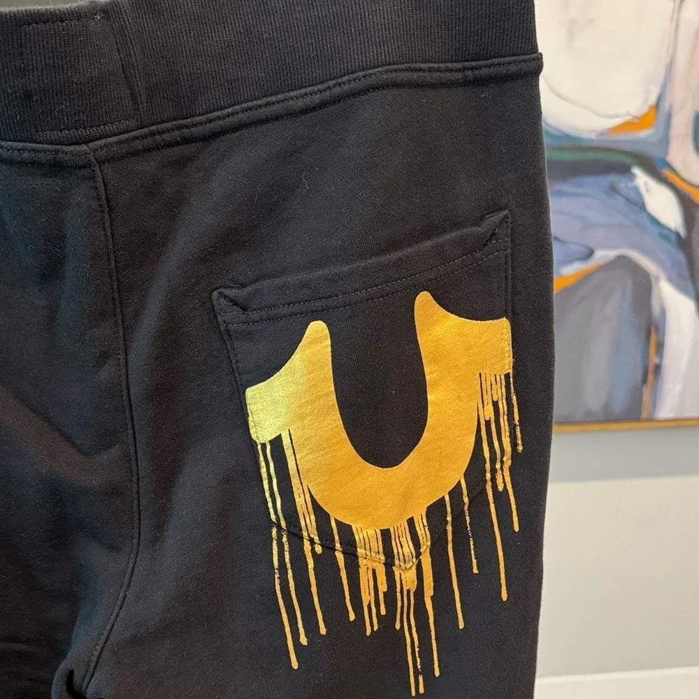 True Religion Black Slim Tapered Men's Jogger Sweatpants